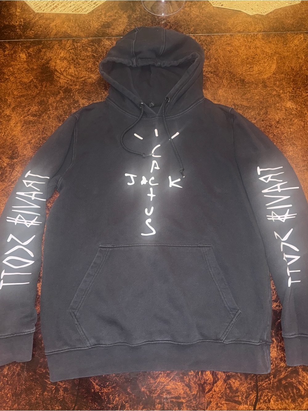 Cactus Jack by Travis Scott Black Hoodie with White Graffiti Graphics